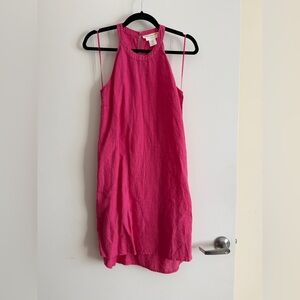 100% Linen Pink Sleeveless Dress